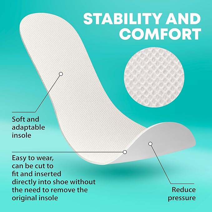 Shoe Filler Insert - Full Length Daily Latex Foam Shoe Inserts, Shoe Insoles for Shoes That are Too Big, 3 Pairs (EU 28-34, US Kids 11- US Junior 4)