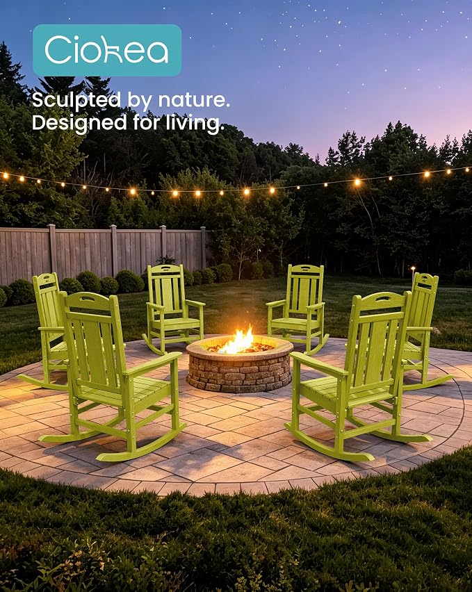 Oversized Outdoor Rocking Chairs Set of 4, 380lbs Heavy-Duty Large Patio Rocker - Image 4