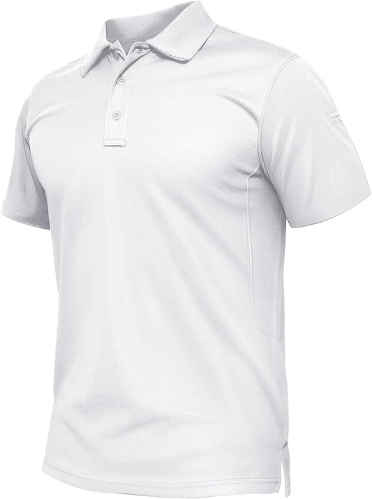TACVASEN Mens Polo Shirt Short Sleeve Tactical Performance Collared Work Golf Shirts Dry Fit Pique Polos for Summer