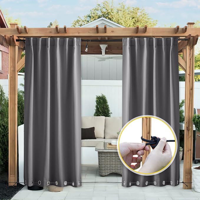 NICETOWN 2 PCs Weighted Outdoor Curtains by NICETOWN