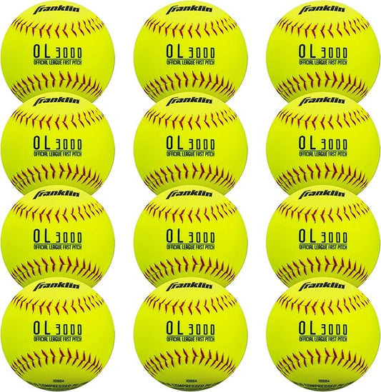 Franklin Sports Official Game Softballs - OL3000 Fastpitch 12" Inch Yellow Softballs - Official Size + Weight Tournament Balls for Practice + Games - 1 Softball