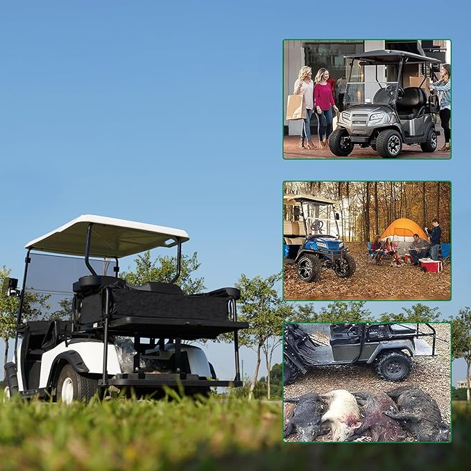 Golf Cart Storage Organizer, Sturdy Golf Cart Trunk Organizer, Collapsible for Yamaha,Club Car, EZGO Golf Cart, Pickup Truck Bed, Van, Adjustable Securing Straps, Foldable Cover Black