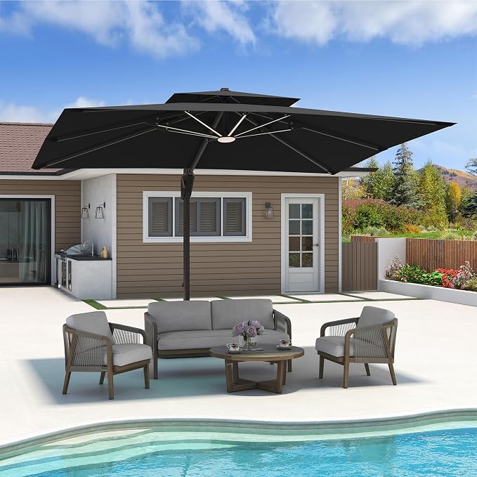 10x13 FT Outdoor Cantilever Patio Umbrella by Unknown