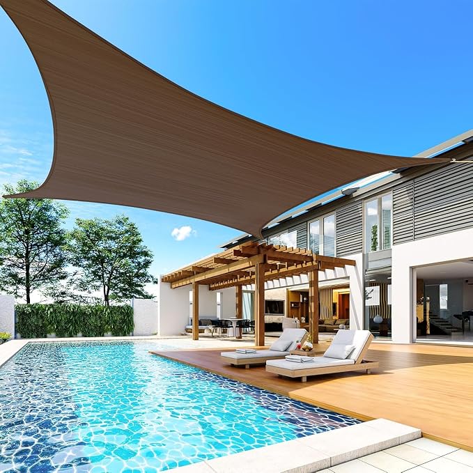 Quictent Sun Shade Sail for Patio w/Hardware Kit 185GSM 24x24ft Brown | Square - Image 9