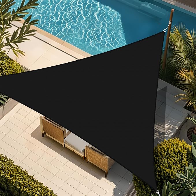 Shade&Beyond Custom Sun Shade Sail 7'x7'x7' Triangle Black Sun Sail Shades by ShadeBeyond