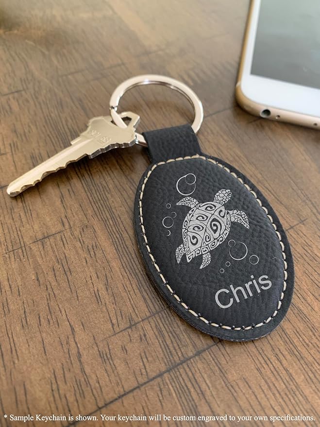 LaserGram Oval Keychain, Off Road Racer, Personalized Engraving Included (Black with Silver)