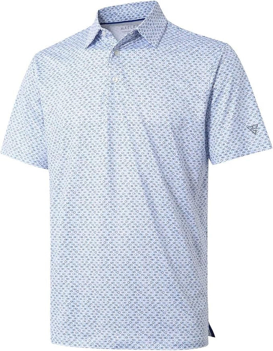 Golf Shirts for Men Dry Fit Short Sleeve Print Performance Moisture Wicking Polo Shirt