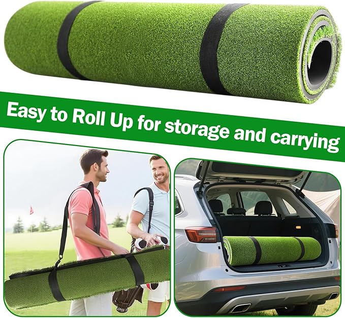 MONOJOY Golf Hitting Mat 5x4ft, Thick 31mm Artificial Turf Practice Mat with 6 Tees, Durable EVA Backing for Indoor | Outdoor Driving, Chipping & Swing Training