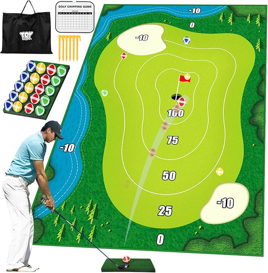 TOY Life Chipping Golf Practice Mats Golf Game Training Mat Indoor Outdoor Games for Adults Family Kids Outdoor Play Equipment Stick Chip Golf Set Backyard Game(Patented)