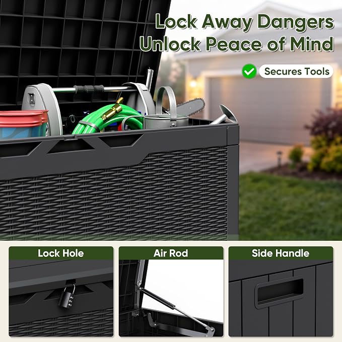 Flamaker Outdoor Storage Box 100 Gallon Waterproof Resin Deck Box | Large - Image 2