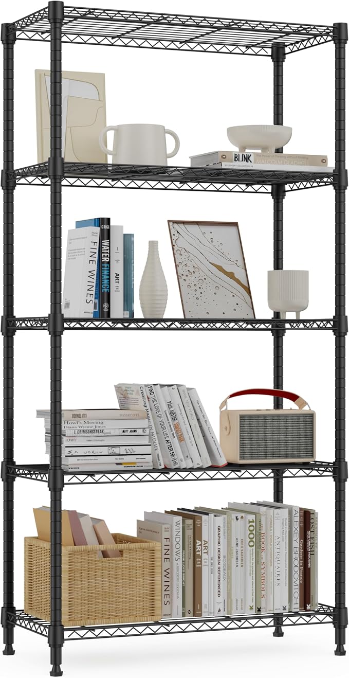 M MZG 1250 lbs 5 Tier Shelf Metal Storage Shelves Wire Rack Closet Organizers by MEIGAOPLASTICANDMETALHKCOLIMITED