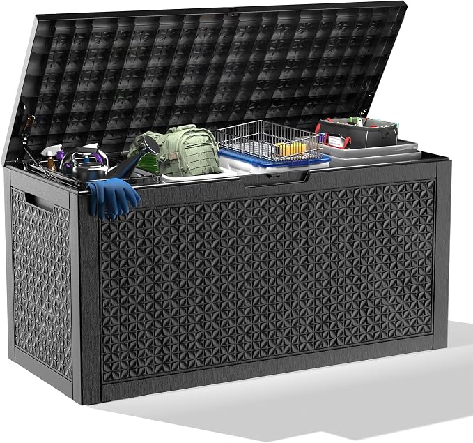 110 Gallon Outdoor Deck Box, Resin Waterproof Storage Box by KFY
