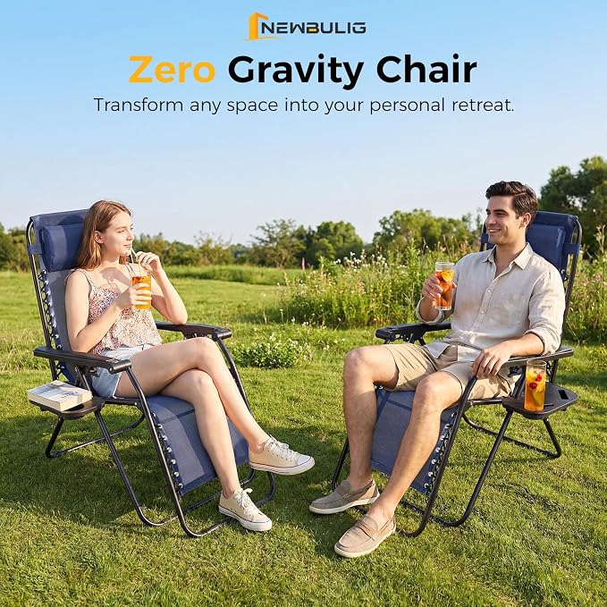 NEWBULIG Zero Gravity Chairs Set of 4, Folding Lounge Recliner Chair | Portable - Image 8