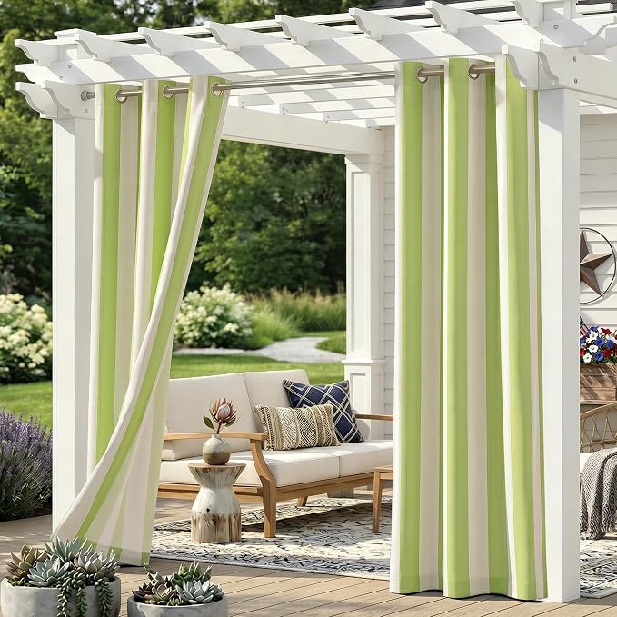 4 Panels Outdoor Stripe Curtains by Sunshelf