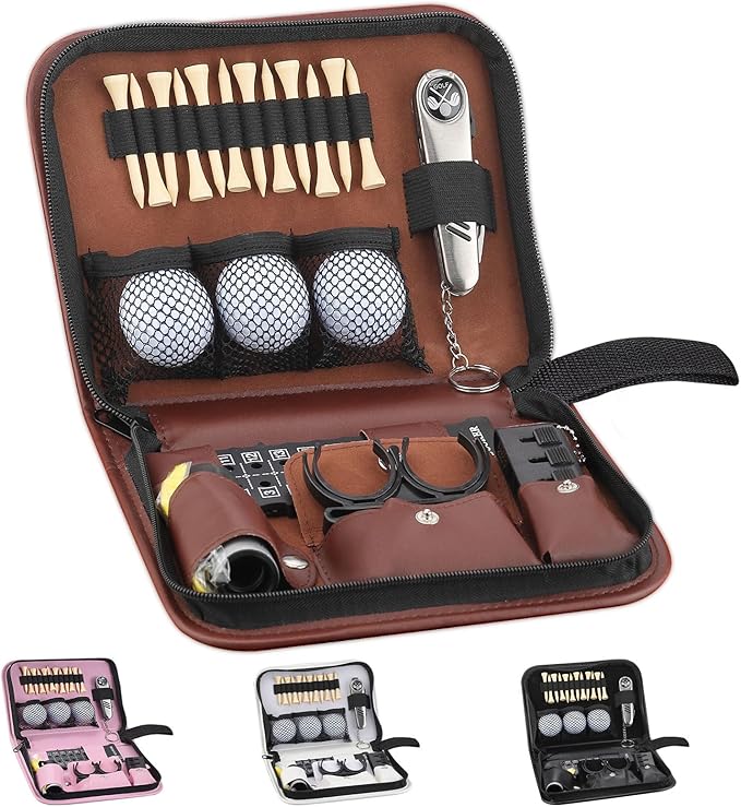Golf Gifts for Men and Women,Golf Accessories Set with Hi-End Case,Golf Balls,Golf Tees,Golf Multifunctional Divot Tool,Rangefinder Golf Brush,Golf Scorer，Golf Ball Clamp