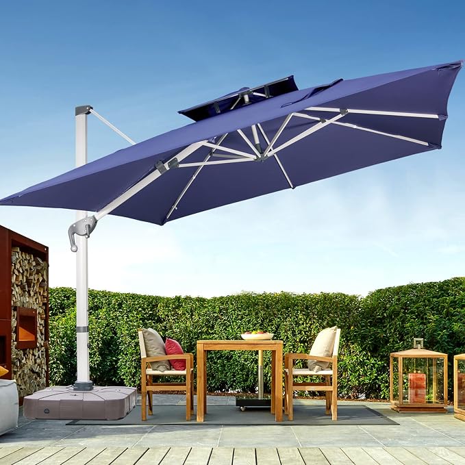 Cantilever Patio Umbrella with Cross Base and Cover Included - Image 7