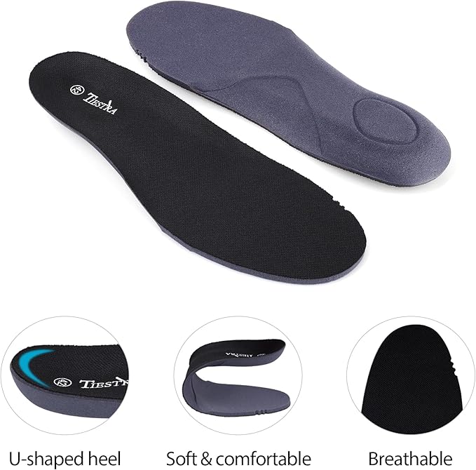 Insoles for Mens Memory Foam Shoe Inserts,Replacement Insoles for Work Boot Running Shoes-Shock Absorption and Cushion for Feet Relief,Comfort Inner Soles for Everyday Use Black 44EU/US11