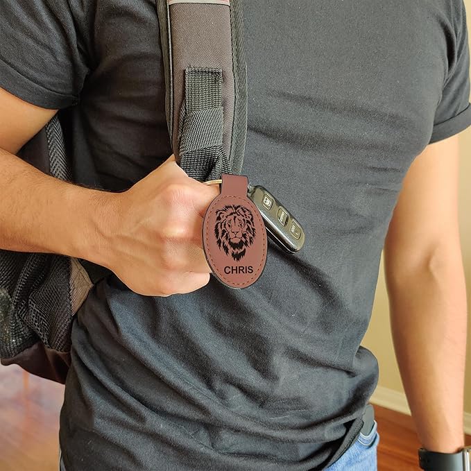 LaserGram Oval Keychain, Sunflowers, Personalized Engraving Included