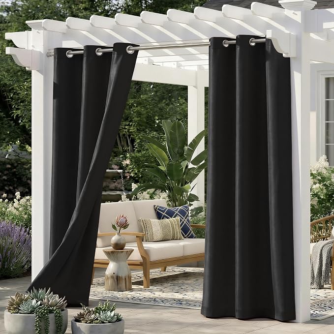 Set of 2 Outdoor Curtains for Patio Waterproof, Breathable Grommet Panels for by Sunshelf