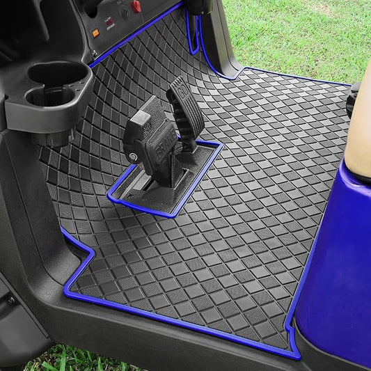 Golf Cart Floor Liner Mat 8mm Thick Rubber Full Coverage Fit for Club Car Precedent 2004-2025 / Onward & Tempo 2017-2025 / Villager & V4L 2019-2025 Carts Upgraded Non-Slip Mats Replacement