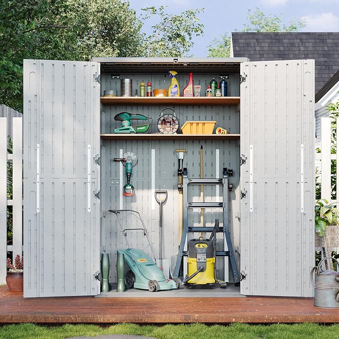 Aoxun Outdoor Storage Shed, 64 Cu.Ft Vertical Resin Sheds, Outdoor Waterproof - Image 4