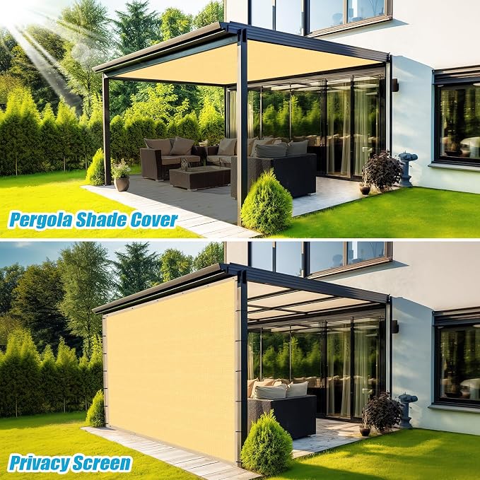 Amagenix 90% Shade Fabric 7'X 15' Sand Sun Shade Cloth - Image 4