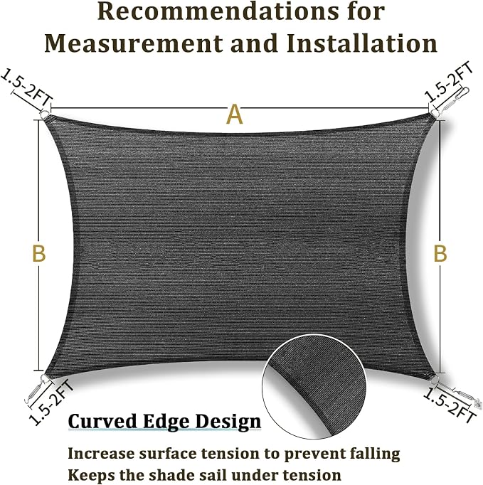 Shade&Beyond 4'x6' Sun Shade Sail Canopy Rectangle, UV Block Breathable Curved - Image 5