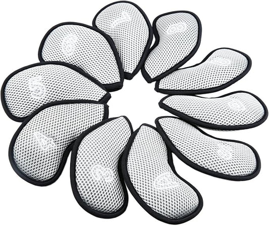 10Pcs/Pack New Meshy Golf Iron Covers Set Golf Club Head Cover Fit Most Irons