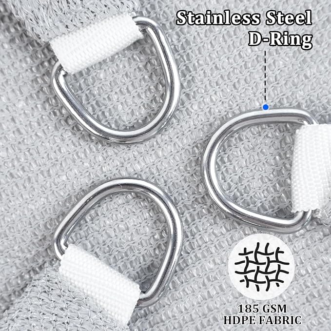Shade&Beyond Custom Sun Shade Sail 9'x12'x15' Triangle Sun Sail Shades Patio UV - Image 4