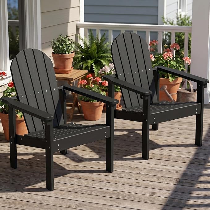 SERWALL HDPE Stackable Adirondack Chair, Space-Saving - Image 2