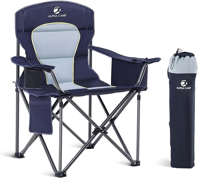 LET'S CAMP Oversized Folding Camping Chair Portable Outdoor Heavy Duty | by LETSCAMP