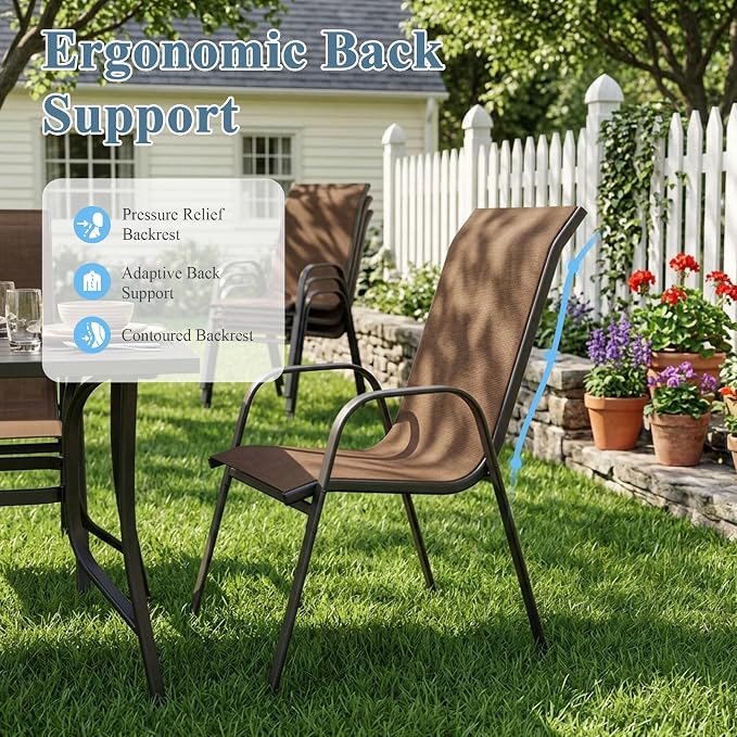 DIFY Patio Chairs Set of 8, Stackable Outdoor Dining Chairs Set - Image 6