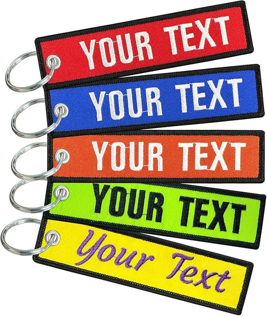 Customized Keychain, Personalized Embroidery Key Chains 1 PC, Double Sided Number and Name Key Tag for Door, Motorcycle, Car, Scooter, ATV