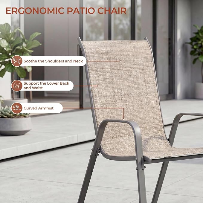 TLSUNNY Patio Chair, Outdoor Stackable Textilene Chairs Set of 8, - Image 5