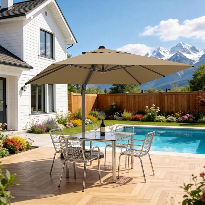 10' X 10' Patio Umbrella Cantilever Outdoor Rectangle Umbrella, Heavy Duty by ORYNTREX