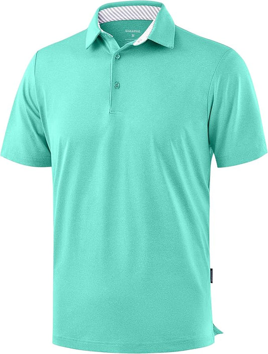 Golf Shirts Heather Polo Short Sleeve Dry Fit Lightweight Moisture Wicking Collared Shirts Casual Athletic Business
