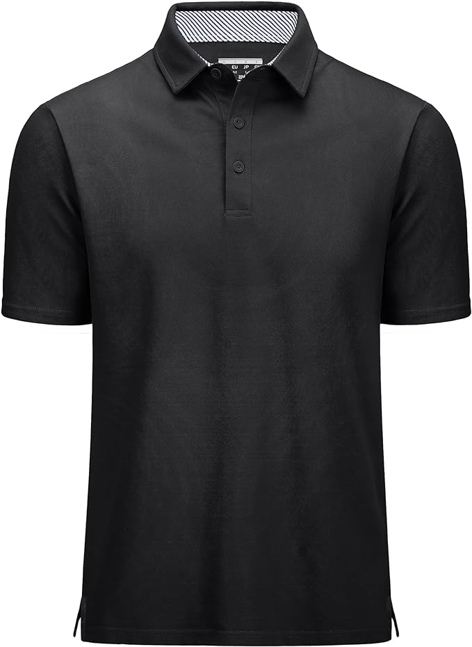 MAGCOMSEN Men's Polo Shirts Short Sleeve Cotton Pique 3 Button Classic Fit Casual T-Shirt Performance Golf Shirts