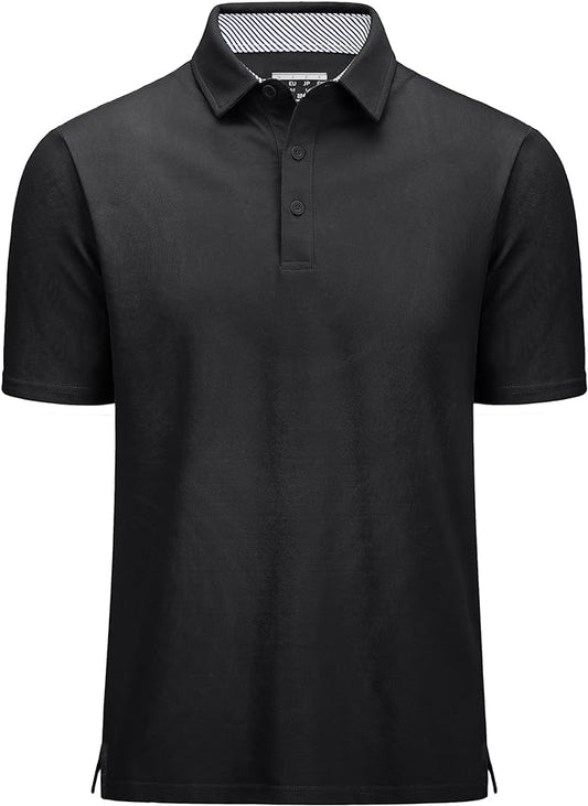 MAGCOMSEN Men's Polo Shirts Short Sleeve Cotton Pique 3 Button Classic Fit Casual T-Shirt Performance Golf Shirts