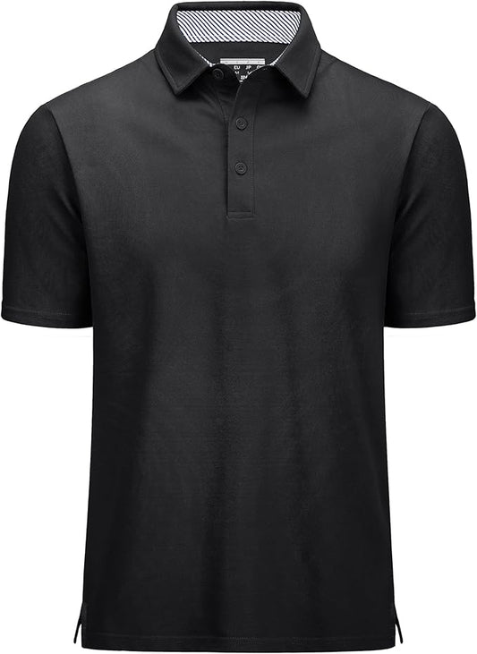 MAGCOMSEN Men's Polo Shirts Short Sleeve Cotton Pique 3 Button Classic Fit Casual T-Shirt Performance Golf Shirts