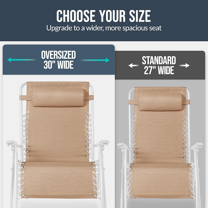 Best Choice Products Set of 2 Extra Wide Adjustable Steel Mesh Zero Gravity - Image 4