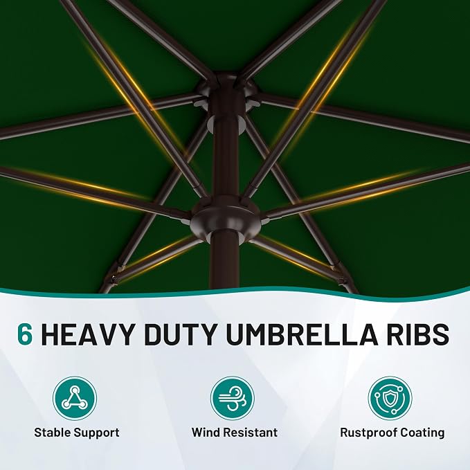7.5FT Patio Umbrella Table Market Umbrella w/Tilt and Crank, Heavy-Duty Outdoor - Image 4