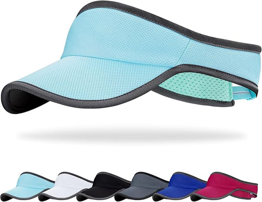 Sports Sun Visor for Men Women, Lightweight Soft Quick-Dry Visor Hat, Packable Tennis Golf Running Visor