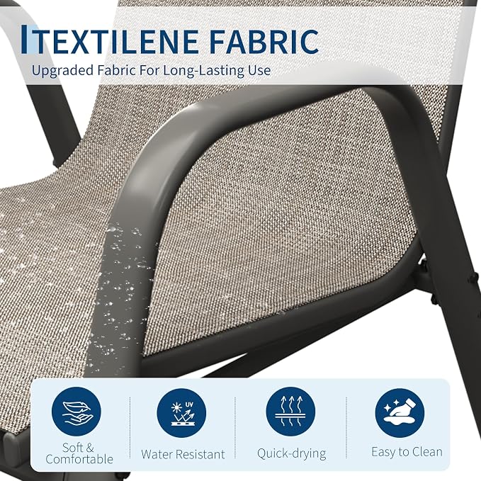 Garvee Patio Chairs Set of 4, Stackable Chairs - Image 5