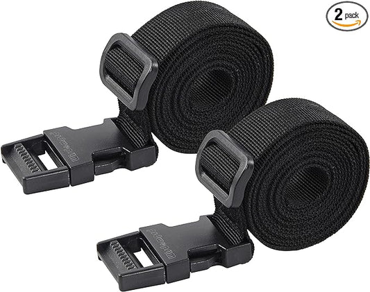 Wisdompro Luggage Strap, 2 Pack Heavy Duty Utility Strap with Quick Release Buckle, Adjustable Nylon Strap for Suitcases, Backpacking, Sleeping Bag Compression - 68 inches, Black
