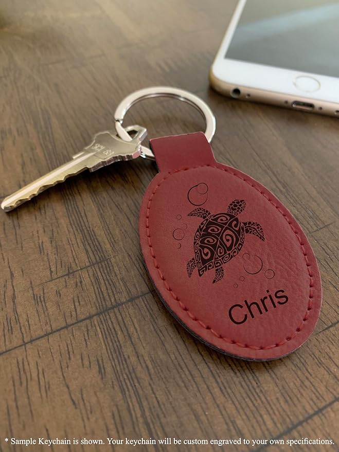 LaserGram Oval Keychain, Off Road Racer, Personalized Engraving Included (Burgundy)