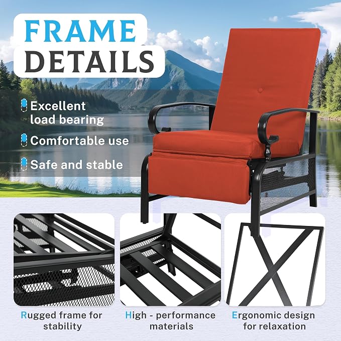 Incbruce Outdoor Lounge Chair Patio Furniture Adjustable Recliner - Image 5