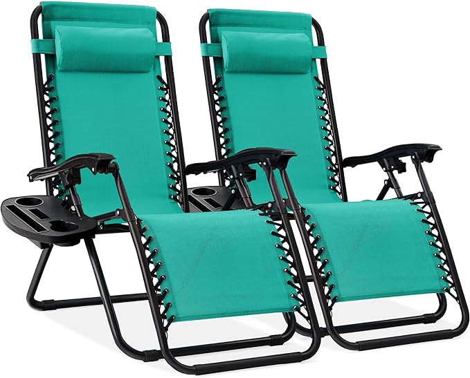 Best Choice Products Set of 2 Adjustable Steel Mesh Zero Gravity Lounge Chair by Unknown