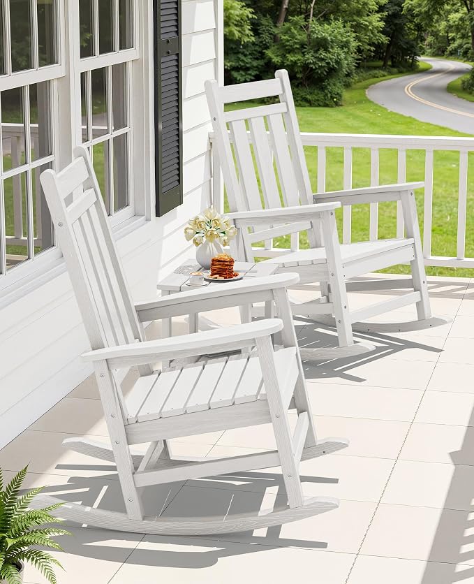 Oversized Outdoor Rocking Chair Set of 6, HDPE Patio Rockers - Image 2