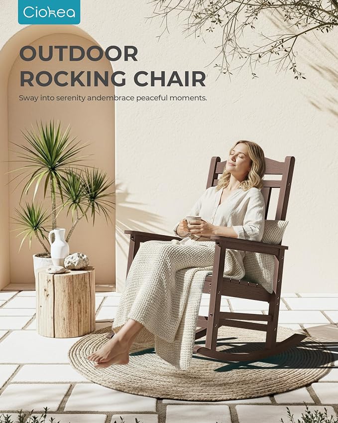 Oversized Outdoor Rocking Chairs Set of 4, 380lbs Heavy-Duty Large Patio Rocker - Image 3