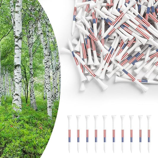 Amy Sport Golf Tees Western Birch Wood 5X More Durable 5X Stronger Value 50 Pack 1 1/2 2 3/4 3 1/4 Inch, Reduce Friction Wooden Long-Lasting, Spin Tall Sturdy Base for Stability